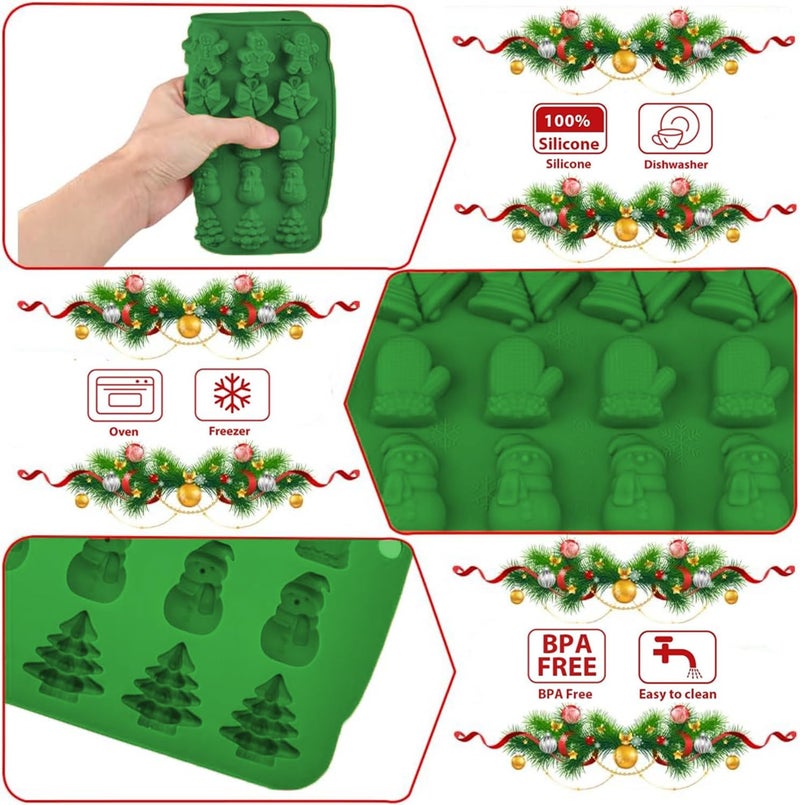 VICDUEKG 2 Pcs Christmas Chocolate Molds Silicone, Gingerbread Man Baking Mold Christmas Tree Socks Snowman Cake Fondant Molds for Cake Jello Candy Cupcake Topper Xmas Party Decoration - Image 3